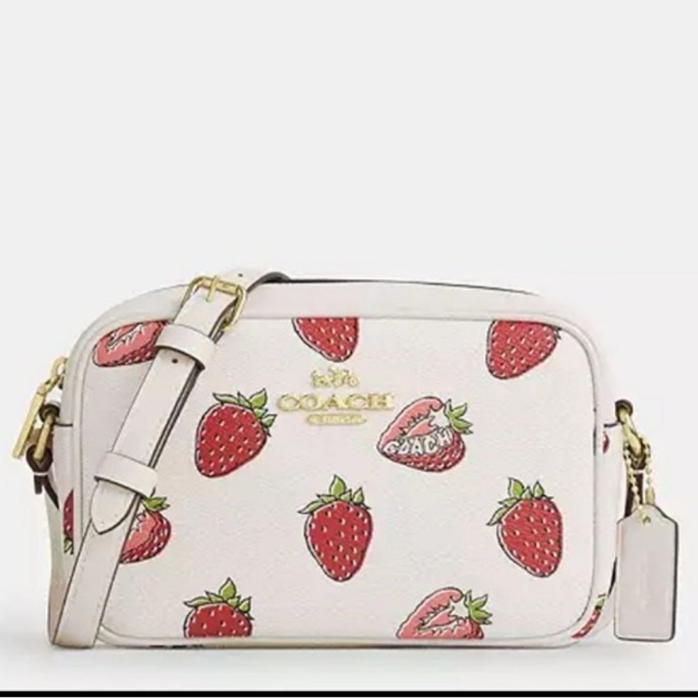 NWT Coach Mini Jamie Camera Bag With Strawberry Print